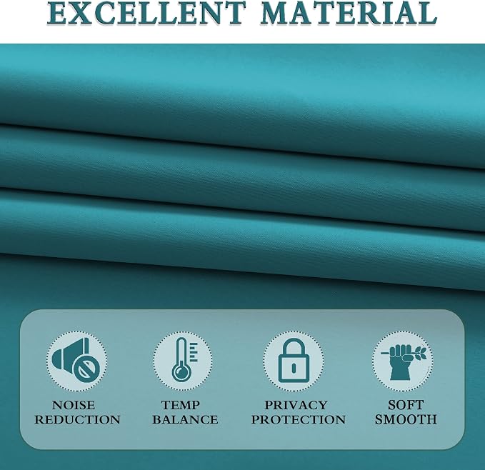 48 Inch Teal Curtains Blackout Drapes - Image 4