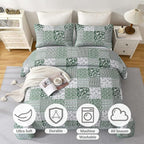 Mybedsoul Green Quilt Set Full Size, Patchwork Reversible Bedding Set | Soft - Image 3