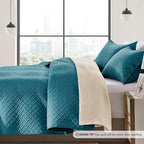 FLYMME Quilts King Size, Lightweight Teal Bedspreads, Basket Weave Pattern - Image 4