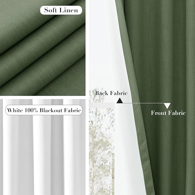 Joywell 100% Blackout Linen Curtains 63 Inch - Image 5