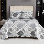 Cmfshape Summer Floral King Bedspread, Romantic Grey Quilt Set King, Reversible by cmfshape-quiltset