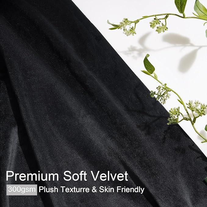 Black Velvet Pleated Curtains 108 inches Long - Image 3