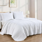 Chezmoi Collection Kingston King Size Bedspread Set, 3-Piece White Oversized by ChezmoiCollection