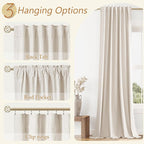 100% Blackout Linen Curtains 63 Inch Length 2 Panels Set - Image 6