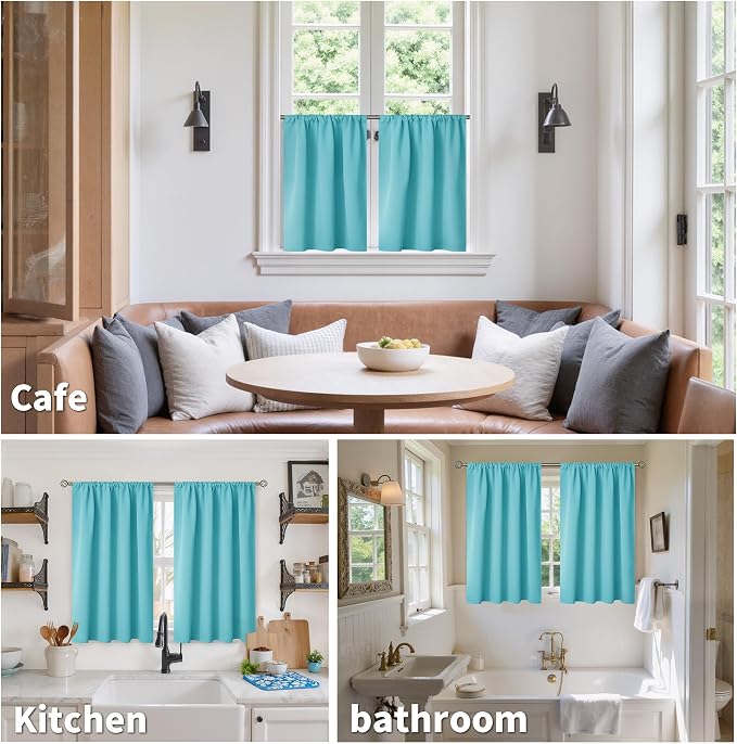 BGment Aqua Blackout Curtains 40 Inch Length - Image 2