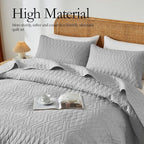 akkialla Full/Queen Size Quilt Bedding Set, Light Grey Lightweight Microfiber - Image 3