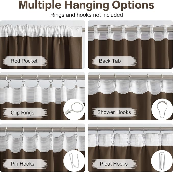 Blackout Curtains/Drapes 120 Inches Long, 2 Panels, 52x120 | Light Blocking - Image 3