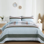 WONGS BEDDING Boho Quilt Queen Size, Patchwork Bedding Set, 3 Pieces Plaid - Image 2