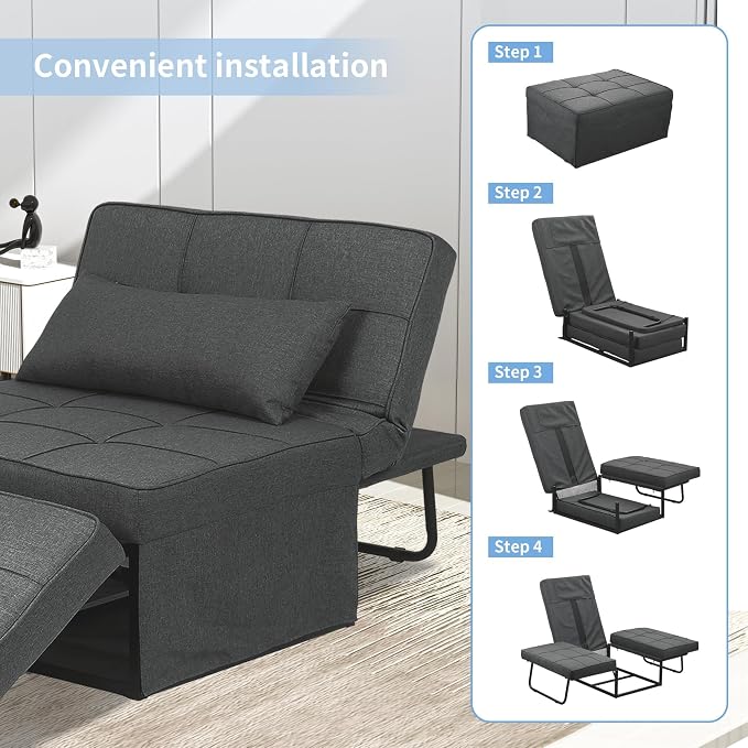 Sofa Bed, Convertible Chair 4 in 1 Multi-Function Modern Folding Ottoman Guest - Image 7