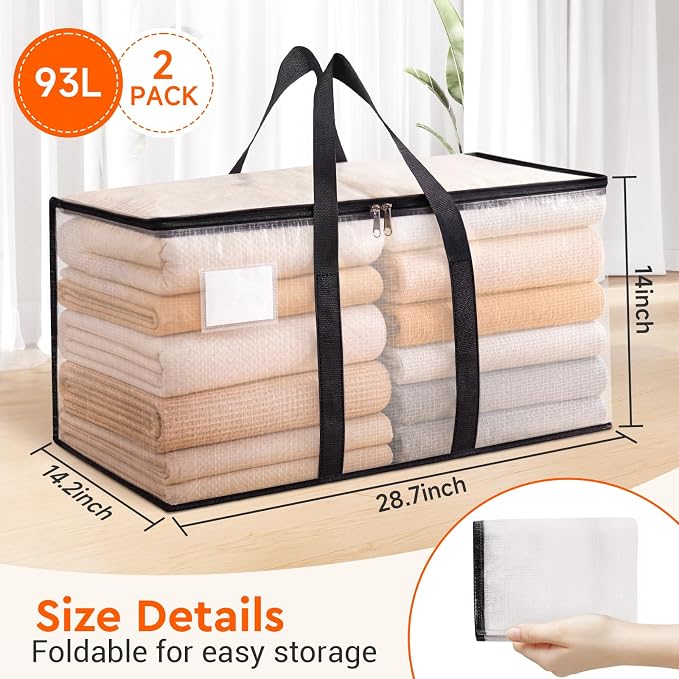BlissTotes Moving Bags, 93L 2-Pack Storage Bags, Moving Boxes | Moving Box - Image 2