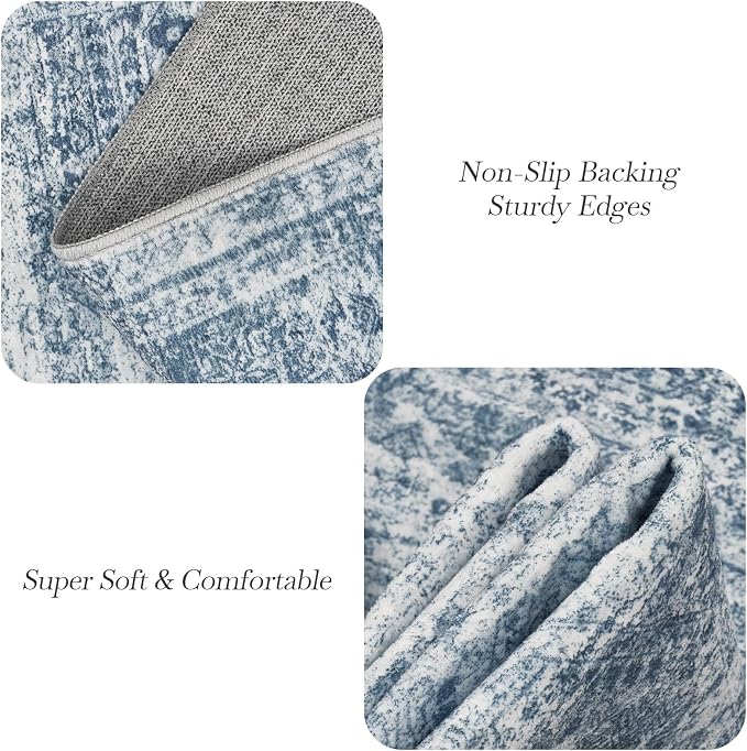 Soalmost Washable Area Rug 8x10 Large Soft Blue Rugs - Image 5