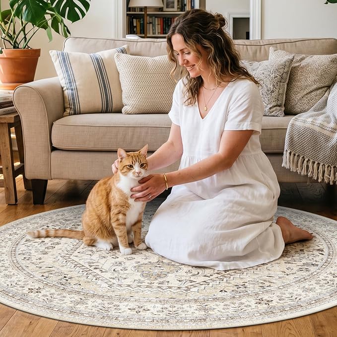 5x5 Round Washable Area Rug by Puino