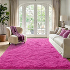 Noahas 4x6 Hot Pink Fluffy Soft Area Rug Non-Slip - Image 2