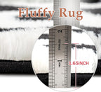 Checkered Rug 4x6 for Kids Room Black and White Soft Shag Rugs | Machine - Image 2