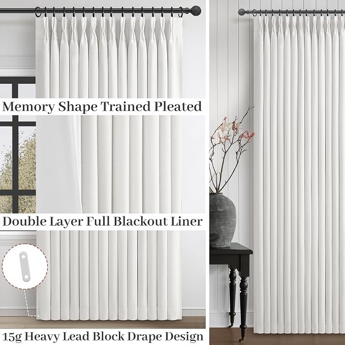 Extra Long 120 Inch Pure White Blackout High Ceiling Curtains - Image 4