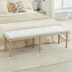 LOULENS 57.7" Linen End of Bed Bench King Size, Upholstered Bench, Upholstered by LOULENS