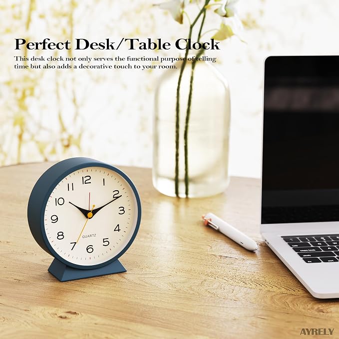 AYRELY® 4.5" Analog Alarm Clock, Small Retro Desk Clock and Table Clock | - Image 4