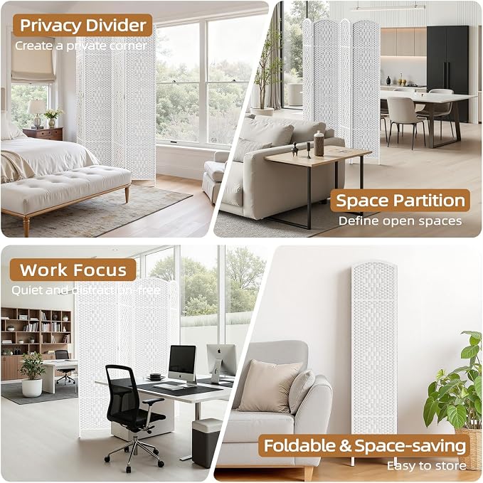 HALLYBEE Room Divider Panel, 4 Panel Partition Room Dividers Screen, Privacy - Image 7