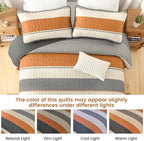 Dinjoy Queen Boho Striped Quilt Set, Breathable All-Season, 3-Piece Set Fits - Image 6