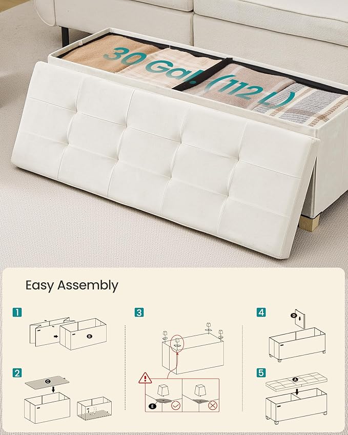 SONGMICS Storage Ottoman Bench - Image 5
