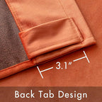 MIULEE Velvet Curtains 52x108 inches 2 Panels Fall Orange Blackout Curtains | - Image 3