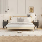 Nightstand with Storage Drawer and Open Wood Shelf, Solid Wood Legs | - Image 3