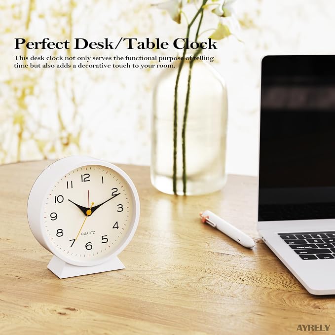 AYRELY® 4.5" Analog Alarm Clock, Small Retro Desk Clock and Table Clock | - Image 3