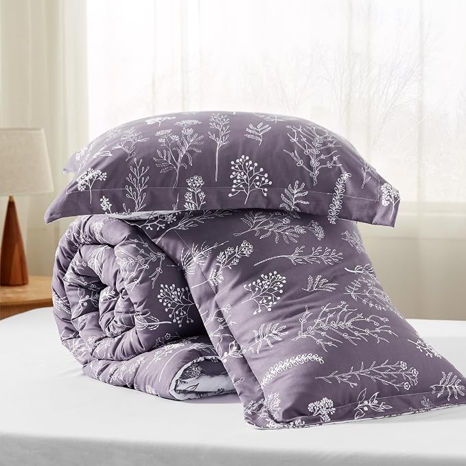 Bedsure Grayish Purple Full Comforter Set - Image 7