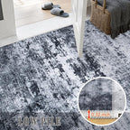 Area Rug Living Room: 4x6 Modern Washable Indoor Carpet Black | - Image 8