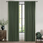 Olive Green Blackout Curtains & Drapes, Dining Room Boho Curtains 96 Inches - Image 9