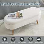 IAFIKE Oval Storage Bench 43.5" Ottoman Bench Upholstered Boucle Fabric - Image 3