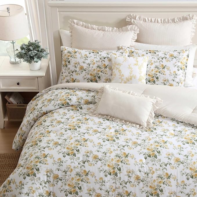 Laura Ashley - Twin Comforter Set, Cotton Floral Bedding - Image 4