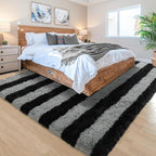 6x9 Large Black and Grey Fluffy Area Rug Non-Slip - Image 3