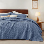 Bedsure Twin Size Quilt, Lightweight Comforter Set, Mineral Blue Bedspread | - Image 2