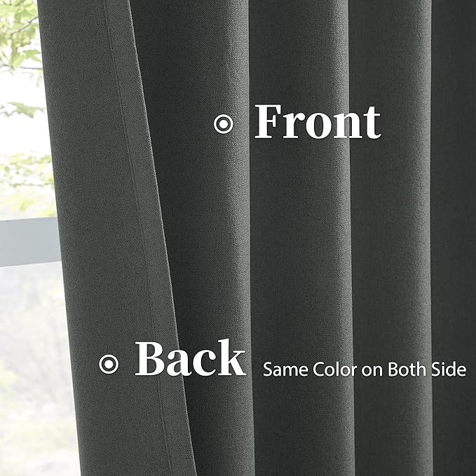 Blackout Curtains Grey, Full Shade Complete Light Blocking Drapes 90 Inches Long - Image 4