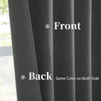 Blackout Curtains Grey, Full Shade Complete Light Blocking Drapes 90 Inches Long - Image 4