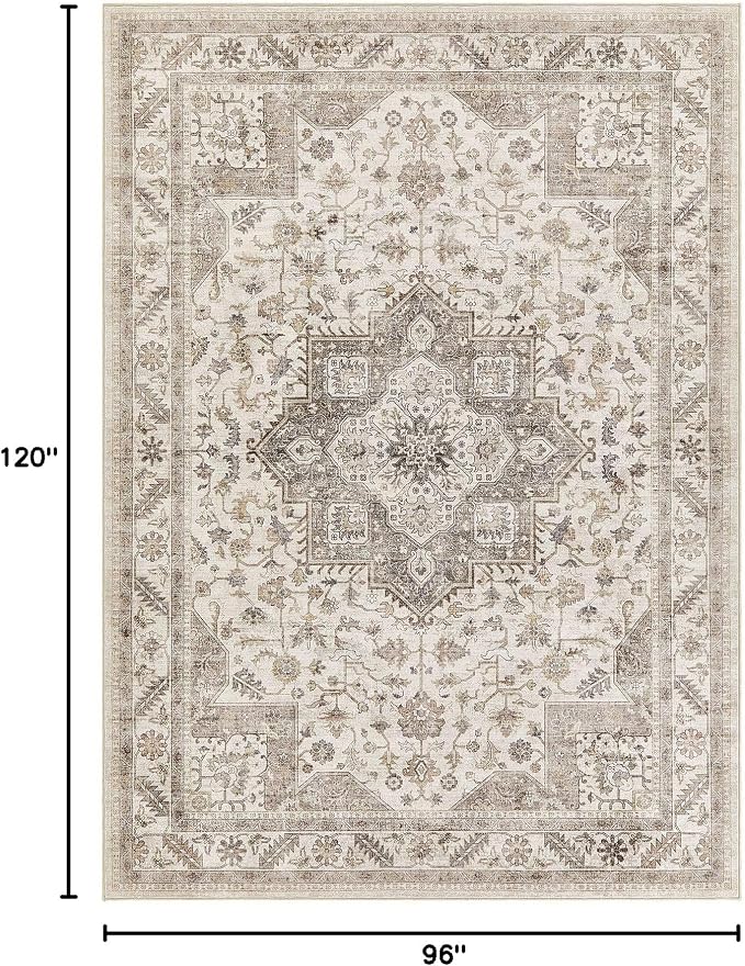 cotiled 8x10 Area Rug for Living Room, Traditional, Light Brown | Soft - Image 2