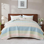 King Size Quilt Set Blue Pink - Image 7