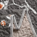 Flysheep 2 Pieces Quilt Set Twin Size, Dark Gray Floral Reversible Bedspread - Image 5