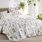Bedsure Floral Quilts Queen Size, Reversible White Floral Comforter Bedding | by Unknown