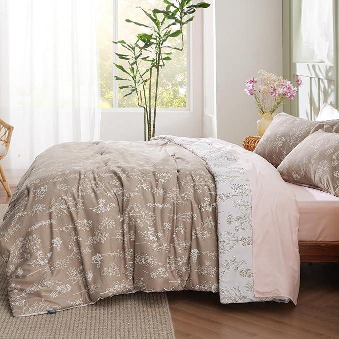 Bedsure Light Taupe Queen Comforter Set - Image 4