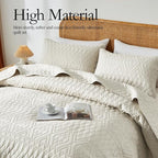 akkialla Full/Queen Quilt Set, Boho Style in a Solid Color, Cream Lightweight - Image 3