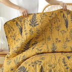JANZAA Quilts Queen Size, Ginger Qulit Bedspread Floral Bedding Set 3 Pcs | - Image 7
