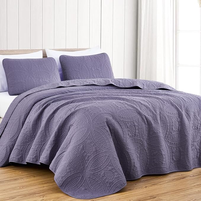Chezmoi Collection Austin Queen Oversized Bedspread Set, 3-Piece Pinsonic by ChezmoiCollection