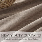 QJmydeco Dark Flax Black Out 92 Inch Long Boho Curtains 2 Panel Set, Farmhouse - Image 5