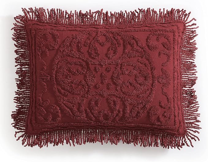 Beatrice Home Fashions Medallion King Cotton Chenille Sham, Burgundy | Vintage by BeatriceHomeFashions