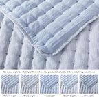 WDCOZY Blue Cloud Quilt Set King Size, Lightweight Soft Cross Stitch Bedspread - Image 5