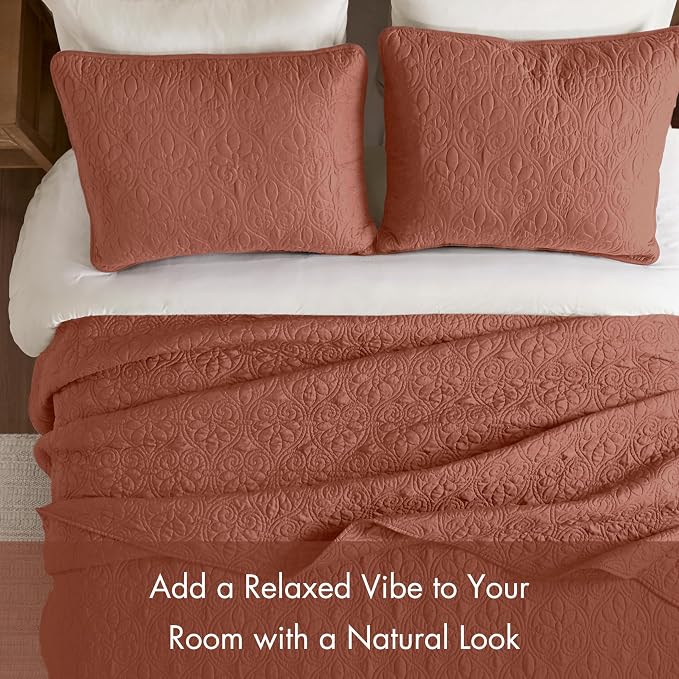 Madison Park King Quilt Bedding Set, Cottage-Inspired Damask, Classic Stitch - Image 5