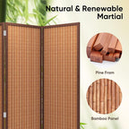 6 Panel Folding Privacy Screen 6ft Bamboo Freestanding Room Divider | bamboo - Image 3