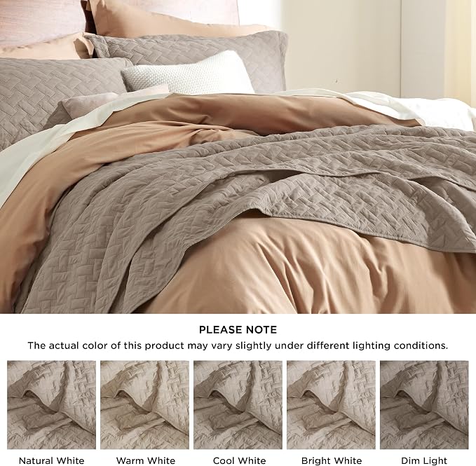 Bedsure California King Quilt, Lightweight Comforter Set, Taupe Bedspread | - Image 7